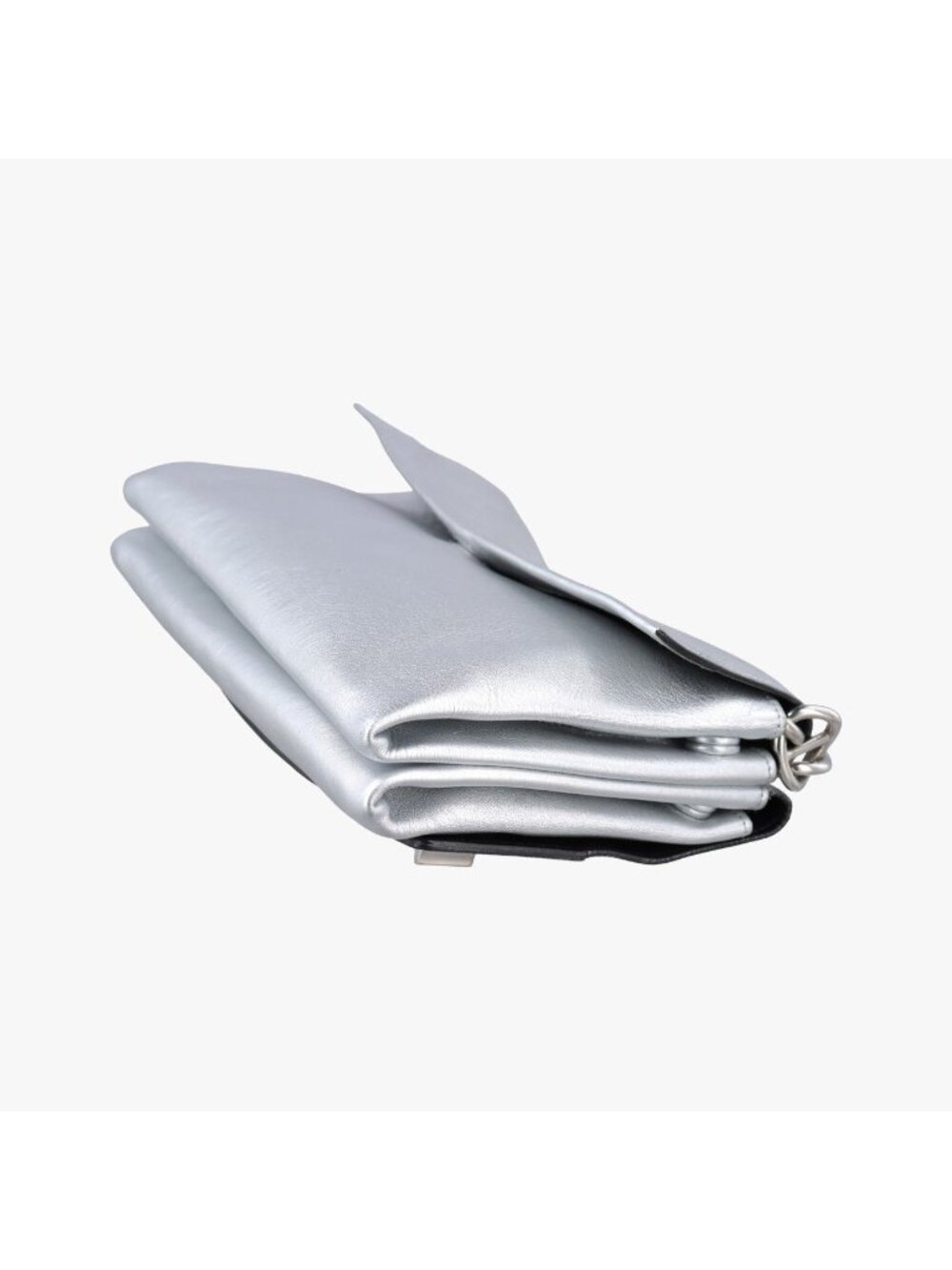Prada Half Flap Double Silver Leather Bag 25 - Picture 4 of 16